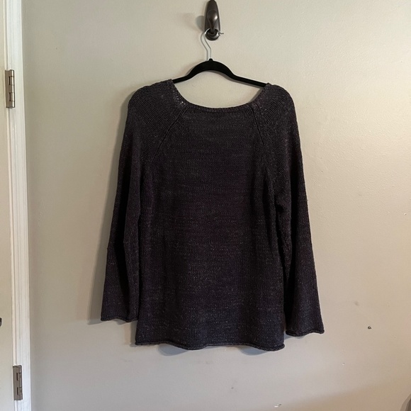 J. Jill  Sweater L Blue Knit Metallic Neutral Cozy Minimalist Preppy Academia - Picture 11 of 15